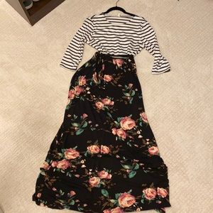 Blush maxi maternity dress